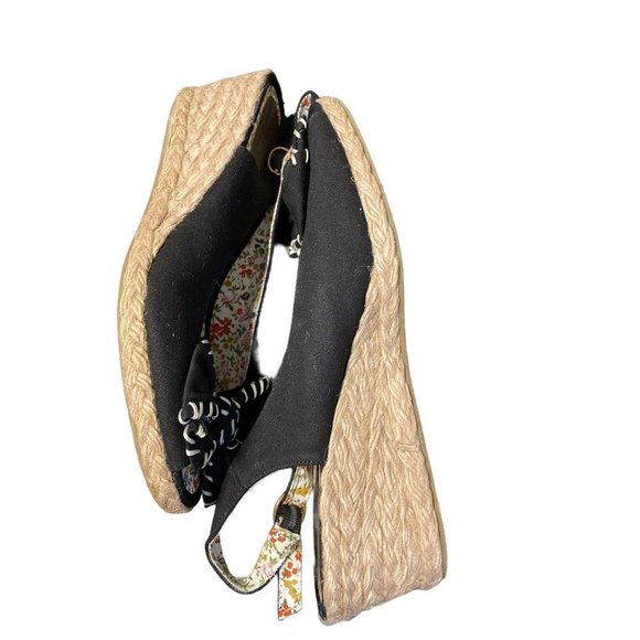 SOFT STYLE HUSH PUPPIES BLACK PEEP TOE WEDGE 10 - Picture 8 of 10